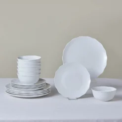 Karaca Scalloped 18-teiliges Tafelservice für 6 Personen Weıß01 Discount