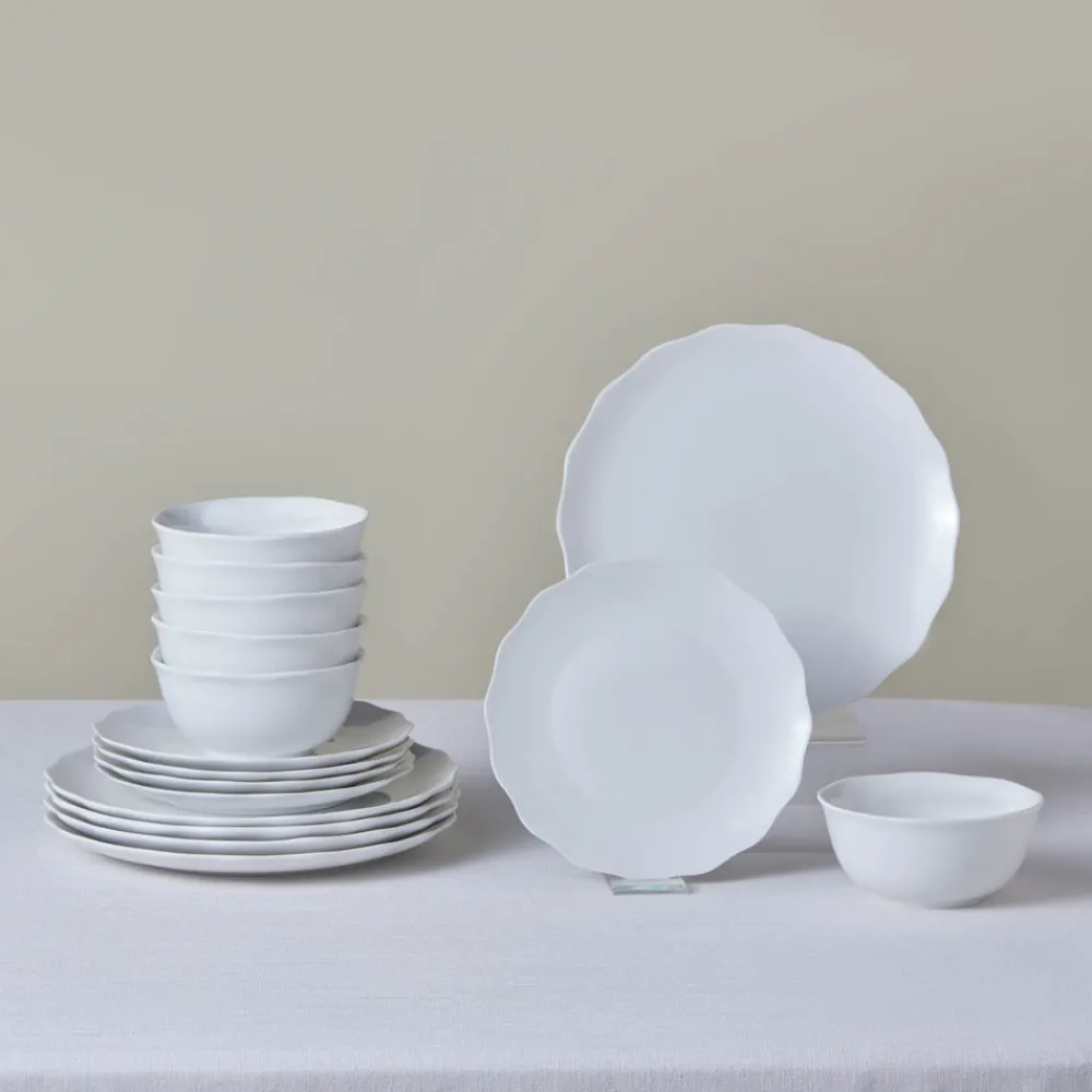 Karaca Scalloped 18-teiliges Tafelservice für 6 Personen Weıß01 Discount