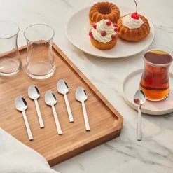Karaca Sedir Silber 6-teiliges Teelöffel-Set in Box Sılver
