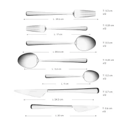 Karaca Serena 84-teilige Edelstahlbesteckset für 12 Personen, Silber Sılver Best