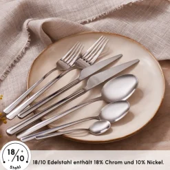 Karaca Serena 84-teilige Edelstahlbesteckset für 12 Personen, Silber Sılver Best
