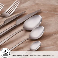 Karaca Serena 84-teilige Edelstahlbesteckset für 12 Personen, Silber Sılver Best