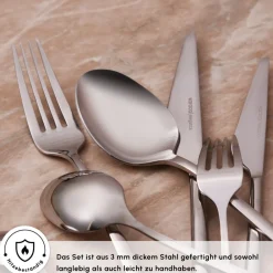 Karaca Serena 84-teilige Edelstahlbesteckset für 12 Personen, Silber Sılver Best