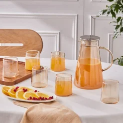 Karaca Serene 7-teiliges Gläser Set, Amber Gelb Clearance