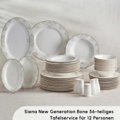 Karaca Siena 56 Teilig 12 Personen New Generation Bone Geschirrset Gold Outlet