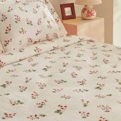 Karaca Silvie 100% Baumwolle Doppelbett-Tagesdecke Set, Rot Red Outlet