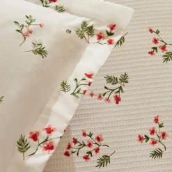 Karaca Silvie 100% Baumwolle Doppelbett-Tagesdecke Set, Rot Red Outlet
