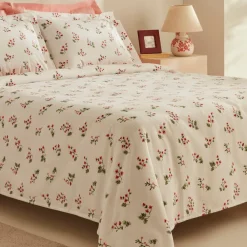 Karaca Silvie Renforcé Bettwäsche-Set mit Rüschen, Doppelbett, Rot Best