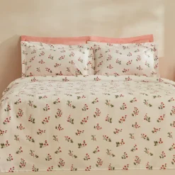 Karaca Silvie Renforcé Bettwäsche-Set mit Rüschen, Doppelbett, Rot Best