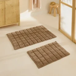 Karaca Simon Badvorleger-Set, 60 × 90 cm + 40 × 60 cm, Braun Outlet