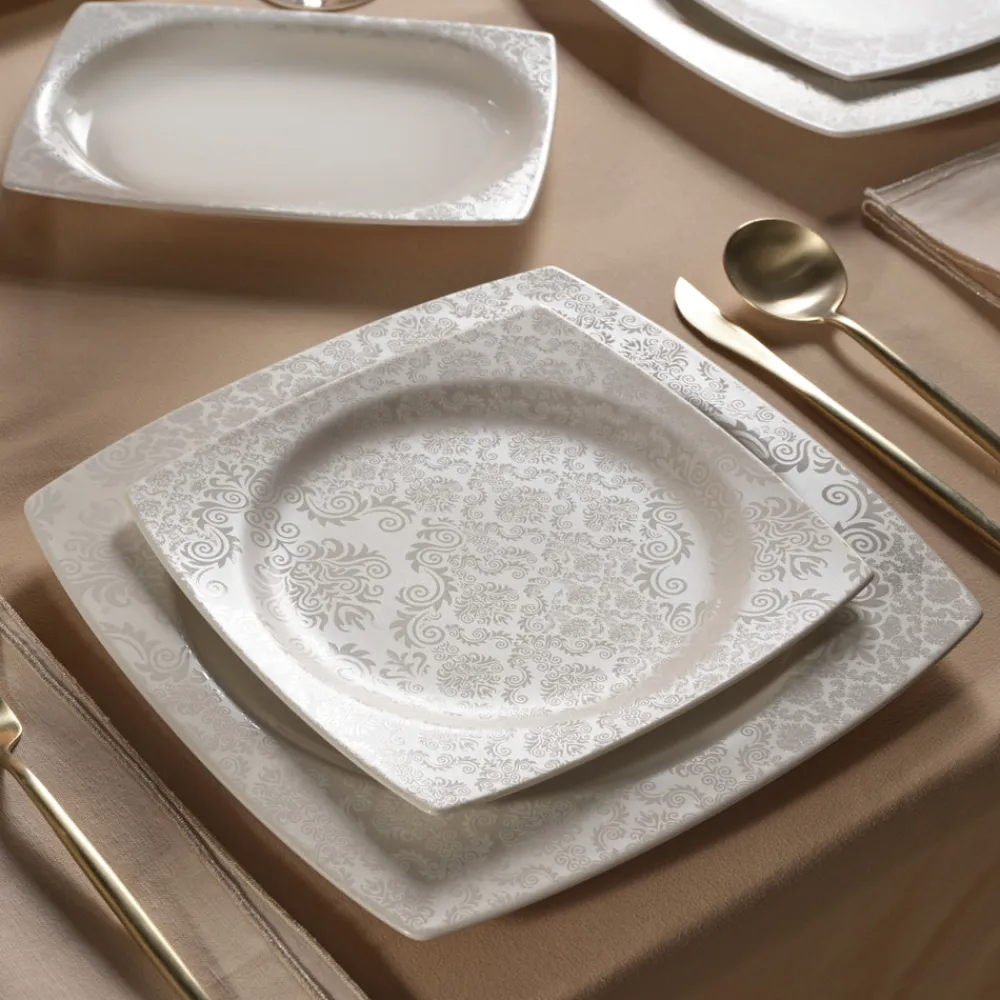 Karaca Square Bone Bridal 60-teiliges Tafelservice für 12 Personen Discount