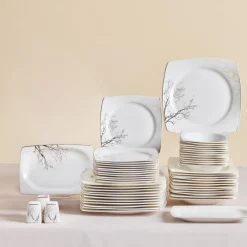 Karaca Square Bone China Autumn 53-teiliges Tafelservice für 12 Personen, Weiß Mehrfarbig Sale