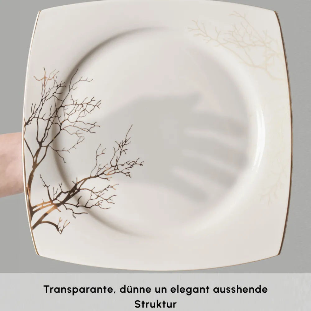 Karaca Square Bone China Autumn 53-teiliges Tafelservice für 12 Personen, Weiß Mehrfarbig Sale