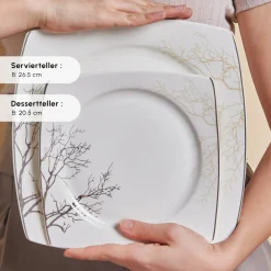 Karaca Square Bone China Autumn 53-teiliges Tafelservice für 12 Personen, Weiß Mehrfarbig Sale
