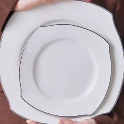 Karaca Square Bone Eterno 53-teiliges 12-Personen Geschirrset Platin Platın