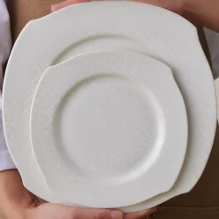 Karaca Square Bone Fancy 53-teiliges Geschirrset für 12 Personen Weıß01 Online