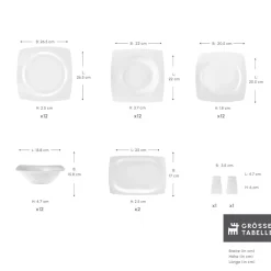 Karaca Square Bone Jamie White 52-Teiliges 12-Personen Geschirrset Weıß01 Outlet