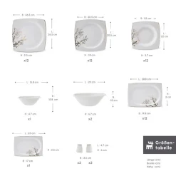 Karaca Square Bone New Autumn 57-Teiliges 12-Personen Geschirrset Gold Clearance