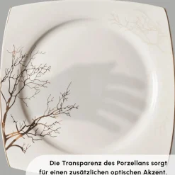Karaca Square Bone New Autumn 57-Teiliges 12-Personen Geschirrset Gold Clearance