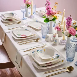 Karaca Square Bone Velora 53-teiliges Tafelservice für 12 Personen New