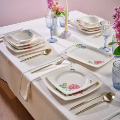 Karaca Square Bone Velora 53-teiliges Tafelservice für 12 Personen New
