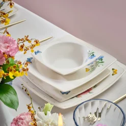 Karaca Square Bone Velora 53-teiliges Tafelservice für 12 Personen New