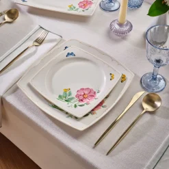 Karaca Square Bone Velora 53-teiliges Tafelservice für 12 Personen New