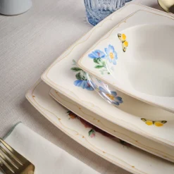 Karaca Square Bone Velora 53-teiliges Tafelservice für 12 Personen New