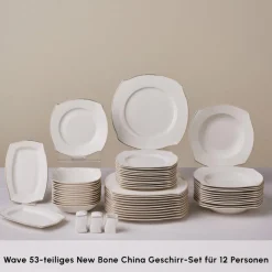 Karaca Square Bone Wave 53-Teiliges 12-Personen Geschirrset Gold Outlet