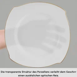 Karaca Square Bone Wave 53-Teiliges 12-Personen Geschirrset Gold Outlet