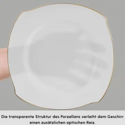Karaca Square Bone Weiß 53-teiliges Geschirrset für 12 Personen Gold Online