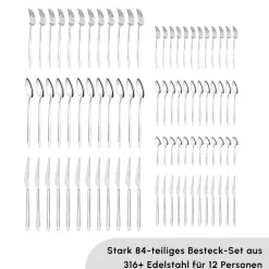 Karaca Stark 84 Teile 12 Personen 316+ Premium-Besteck-Set Platın Sale