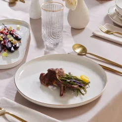 Karaca Stream Bone China Favaro 53-teiliges Tafelservice für 12 Personen, Gold Best