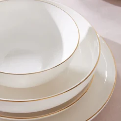 Karaca Stream Bone China Favaro 53-teiliges Tafelservice für 12 Personen, Gold Best