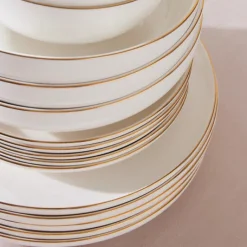 Karaca Stream Bone China Favaro 53-teiliges Tafelservice für 12 Personen, Gold Best
