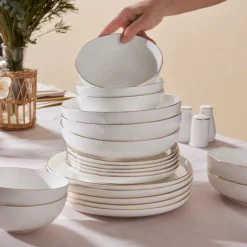 Karaca Stream Bone China Favaro 53-teiliges Tafelservice für 12 Personen, Gold Best