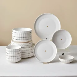 Karaca Stream Bone China Pumpkin 24-teiliges Tafelservice für 6 Personen, Weiß Online