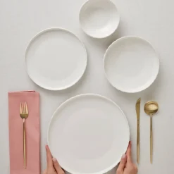 Karaca Stream Bone China Pumpkin 24-teiliges Tafelservice für 6 Personen, Weiß Online