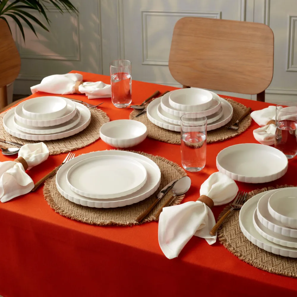 Karaca Stream Bone China Pumpkin 24-teiliges Tafelservice für 6 Personen, Weiß Online