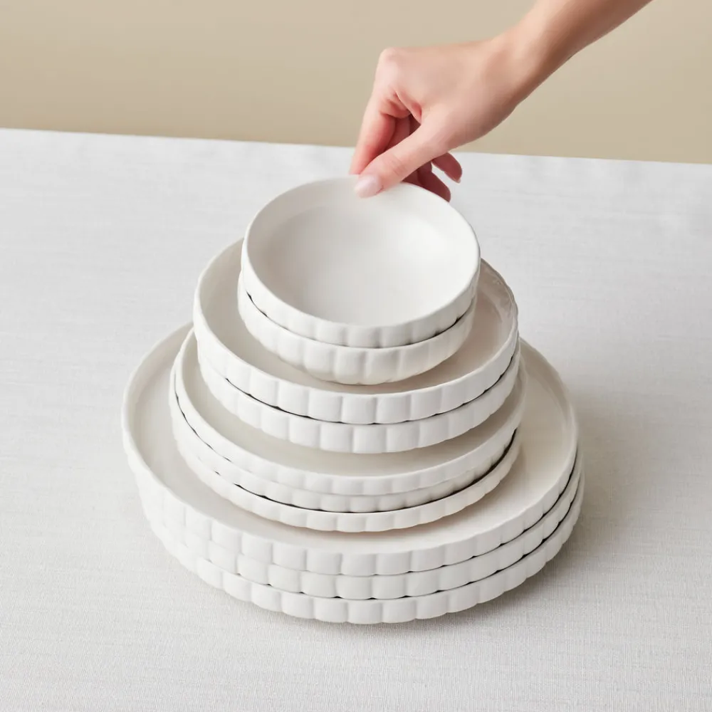 Karaca Stream Bone China Pumpkin 24-teiliges Tafelservice für 6 Personen, Weiß Online