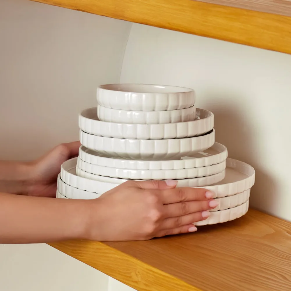 Karaca Stream Bone China Pumpkin 24-teiliges Tafelservice für 6 Personen, Weiß Online