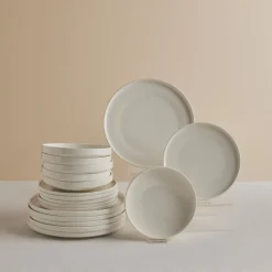 Karaca Stream Bone Felix XL Tafelservice 18-teilig für 6 Personen Weıß01 Hot