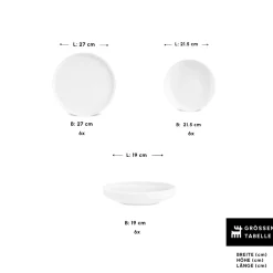 Karaca Stream Bone Felix XL Tafelservice 18-teilig für 6 Personen Weıß01 Hot