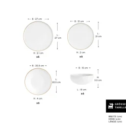 Karaca Stream Bone Meridian Geschirrset, 24-teilig, Gold Clearance