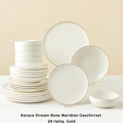 Karaca Stream Bone Meridian Geschirrset, 24-teilig, Gold Clearance
