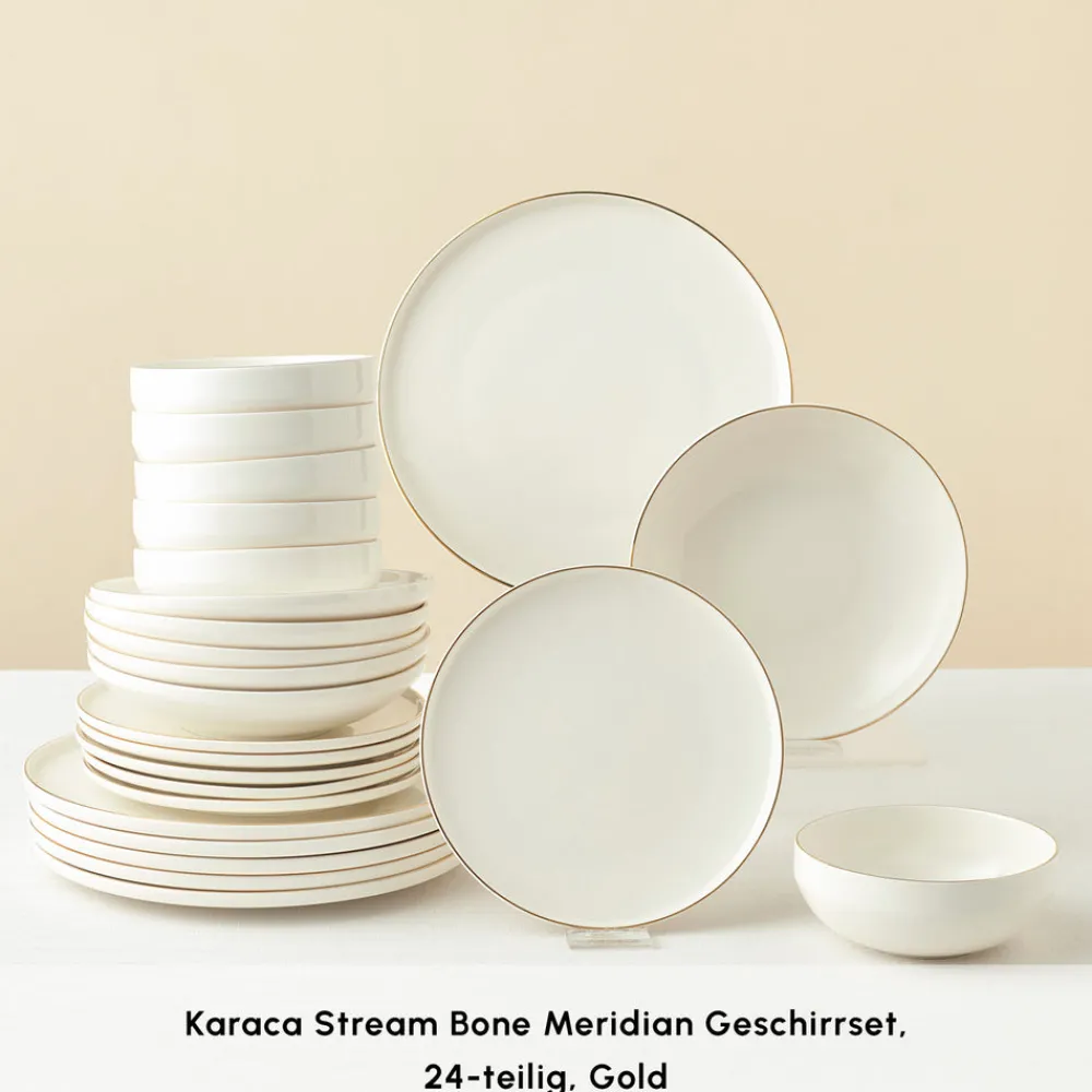 Karaca Stream Bone Meridian Geschirrset, 24-teilig, Gold Clearance
