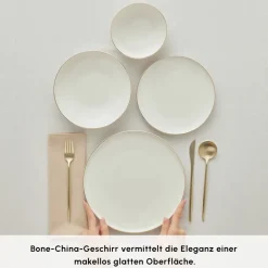 Karaca Stream Bone Meridian Geschirrset, 24-teilig, Gold Clearance