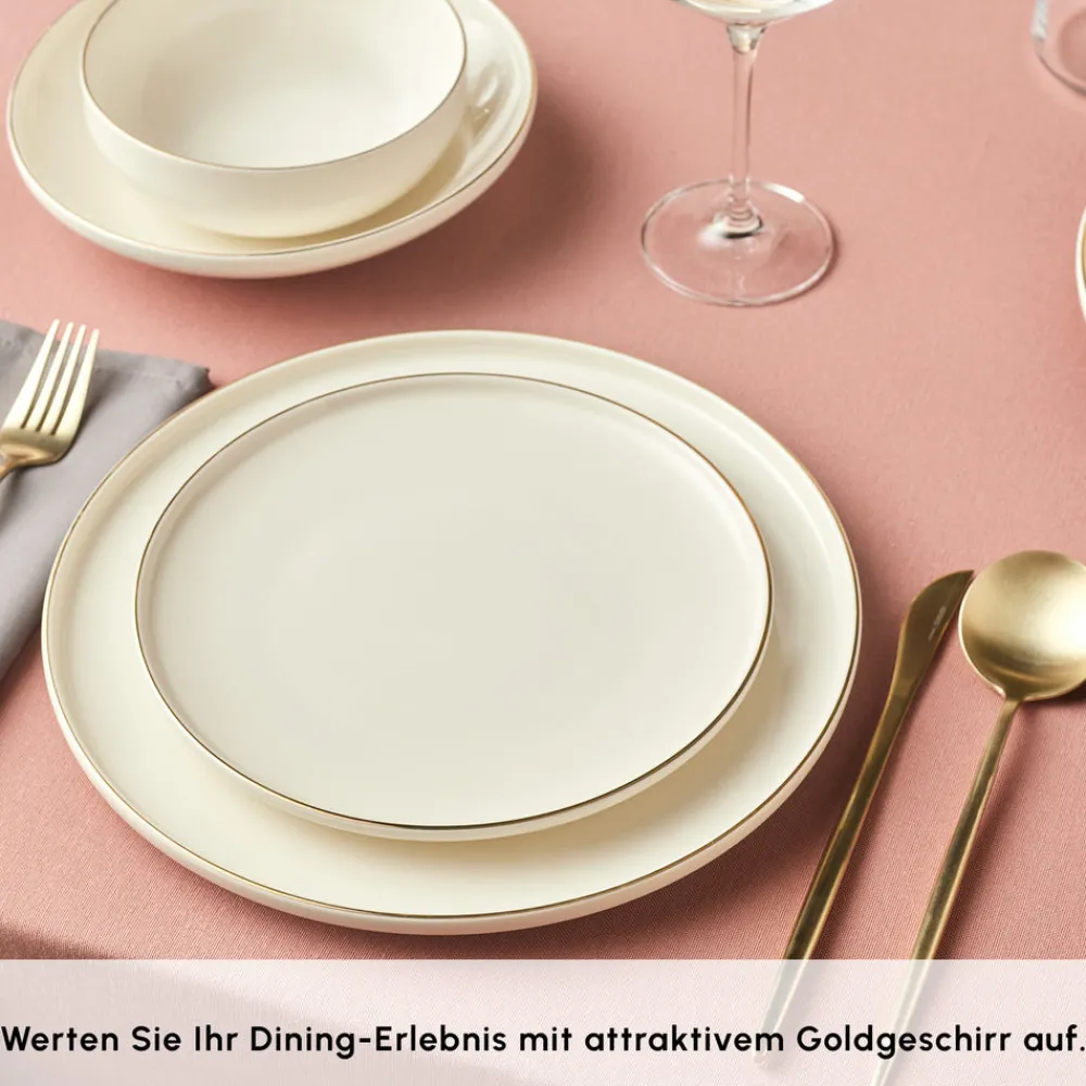 Karaca Stream Bone Meridian Geschirrset, 24-teilig, Gold Clearance