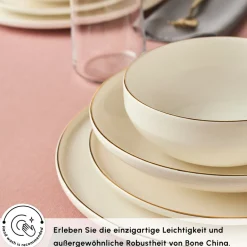 Karaca Stream Bone Meridian Geschirrset, 24-teilig, Gold Clearance