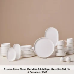 Karaca Stream Bone Meridian 34-teiliges Frühstücksset für 6 Personen – Weiß Weıß01 Online